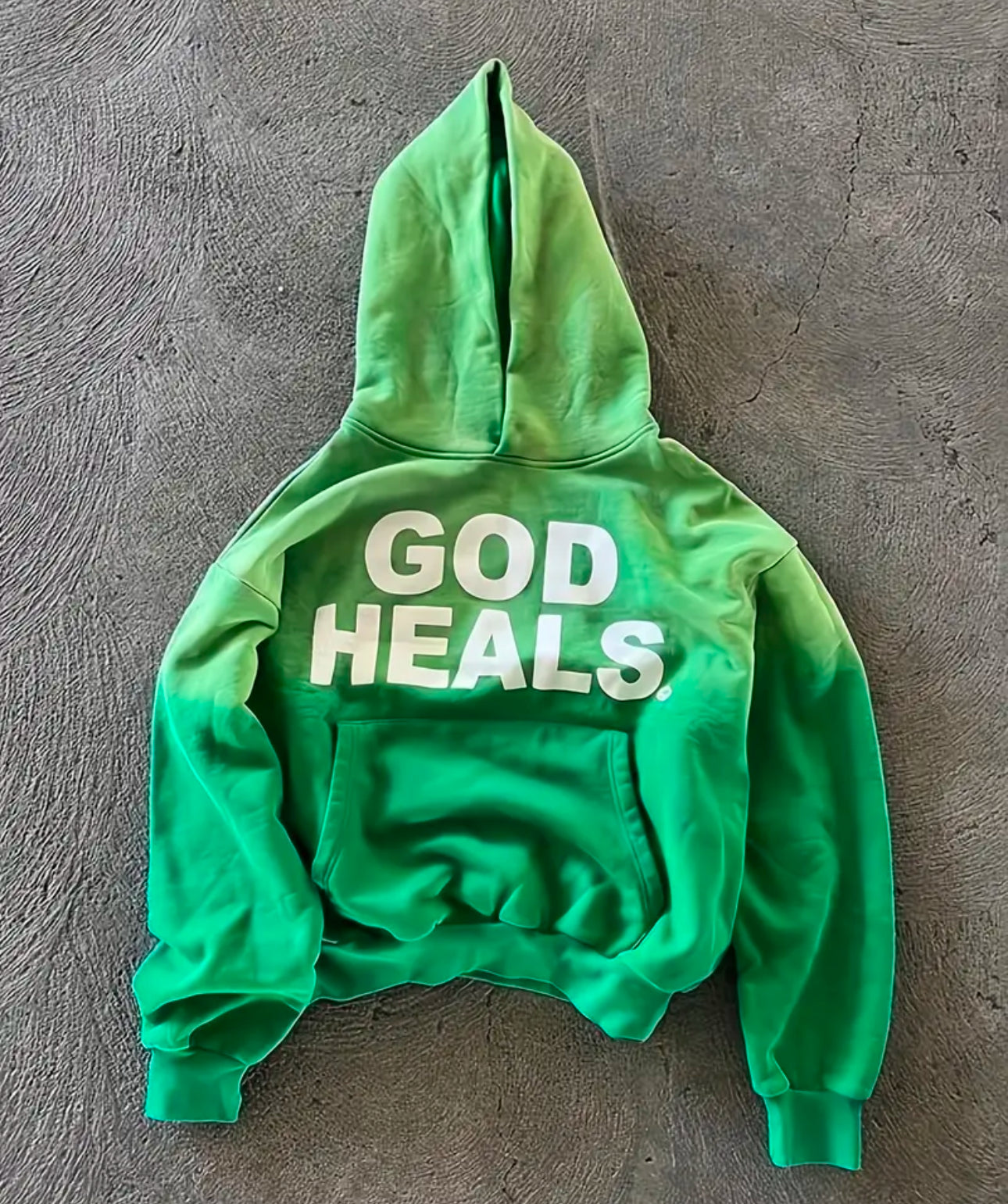 God Heals" Inspirational Print Hoodie - Casual Zip-Up Long Sleeve Jacket with Kangaroo Pocket, Cozy Polyester Blend, Machine Washable.